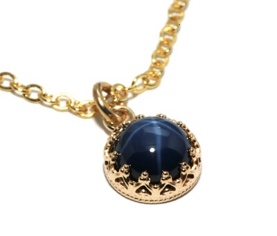 8mm Created Blue Star Sapphire Gold Filled Crown Necklace by Salish Sea Inspirations - image2
